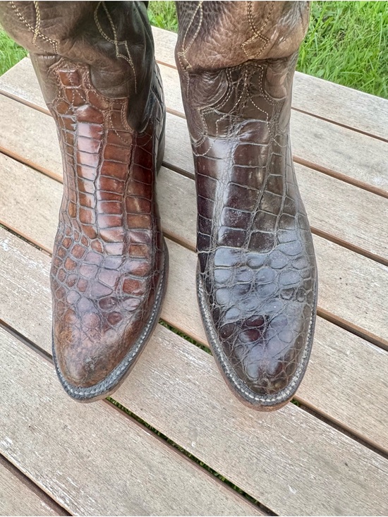Vintage Justin Brown Croc Print‎ Cowboy Boots Men’s 9.5A Western Leather USA